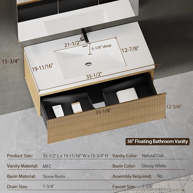 36" Floating Bathroom Vanity - Image 2