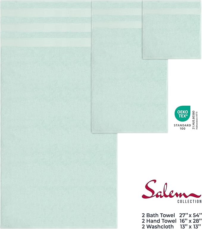 American Soft Linen Salem Turkish Bath Towel Set, 100% Cotton 600 GSM 6 Piece - Image 4
