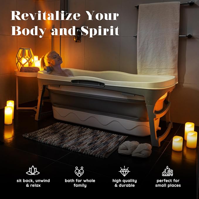 Portable Bathtub for Adult- Extra Large 56" Foldable Collapsible tub. - Image 2