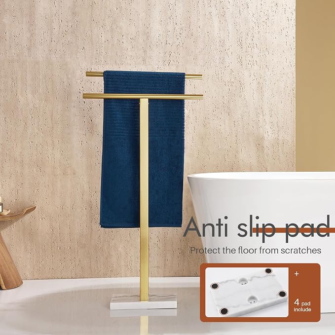 KOKOSIRI Standing Towel Rack for Bathroom Floor 2-Tier Towel Holder Free Stand - Image 8