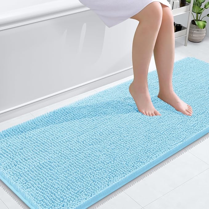 OLANLY Bathroom Rugs 59x24, Extra Soft Absorbent Chenille Bath Rugs, Rubber by OLANLY