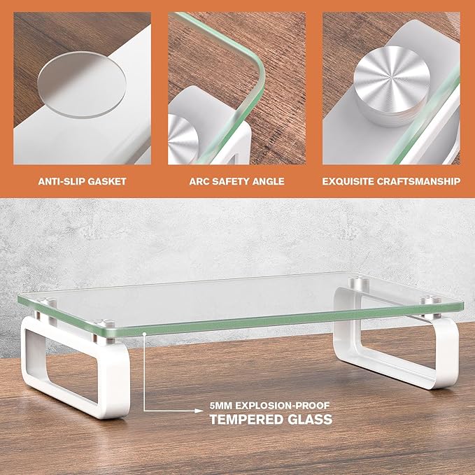 Hemudu Clear Computer Monitor Stand Riser Multi Media Desktop Stand - Image 3