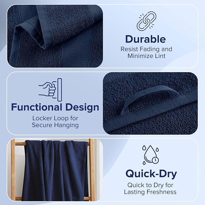 Comfort Spaces Turkish Bath Towel Set of 4 Piece 27x54 Medium 100% Cotton - Image 7