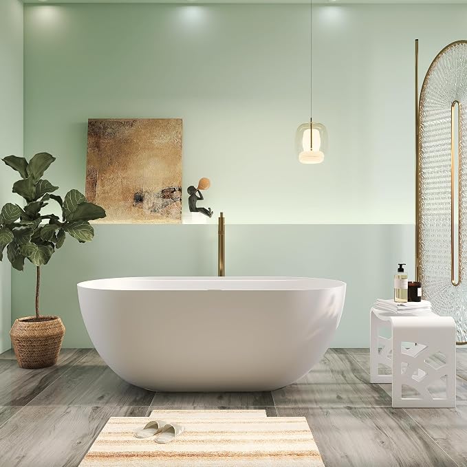 59" Premium Solid Surface Freestanding Bathtub by HIGEINE