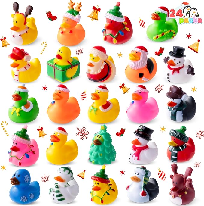 JOYIN 24 Pcs Christmas Ducks Bath Toys, Mini Ducky Baby Bathtub Shower Pool Toys by JOYIN