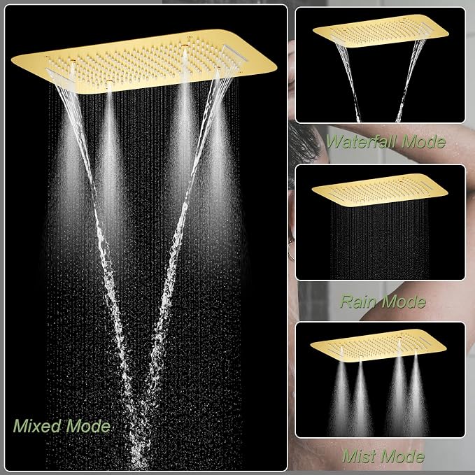 Thermostatic Shower System Brushed Gold Shower Faucet Set - Image 2