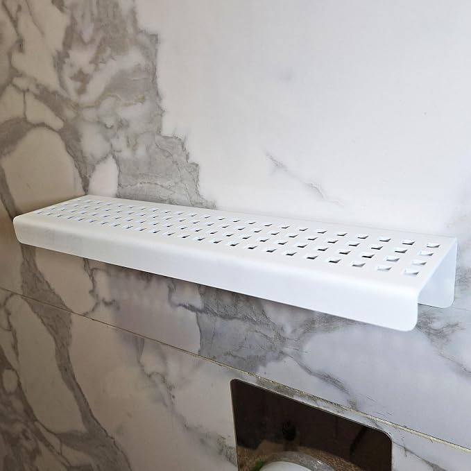 SereneDrains Stainless Steel Matte White Shower Shelf - Image 3