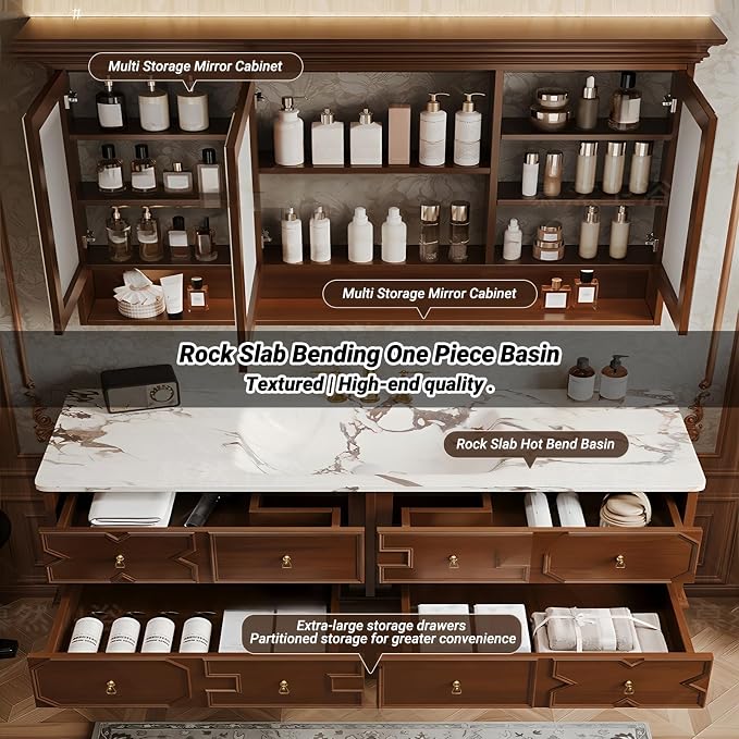 Solid Wood Bathroom Vanity 40Inch, Freestanding Bathroom Vanity Includes LED - Image 4