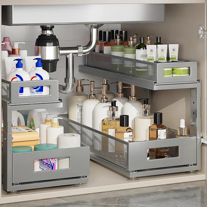 2 Pack 18.5IN-Depth Under Sink Organizer by Corbyles
