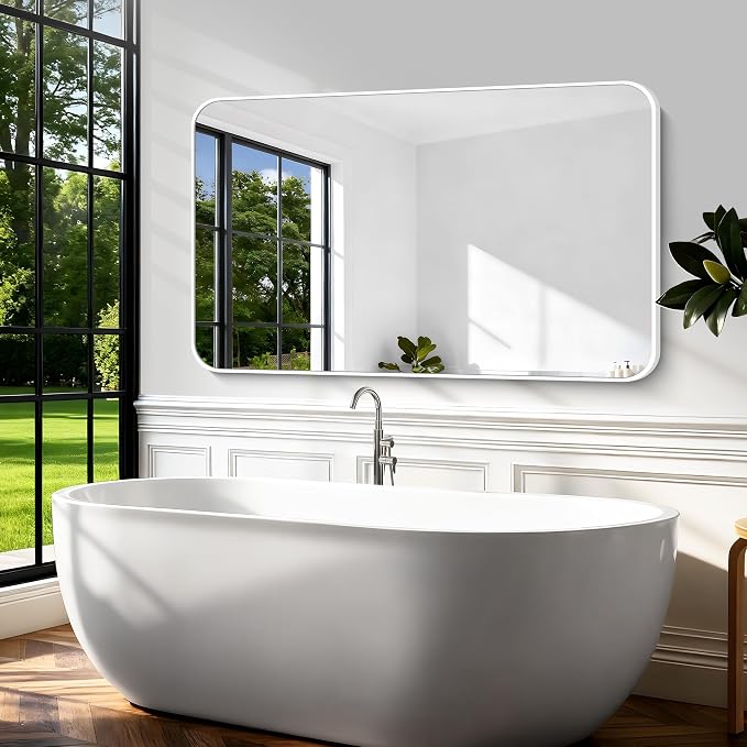 BONEWEI White Bathroom Mirror, 60x36 inch Wall Mirror - Image 5