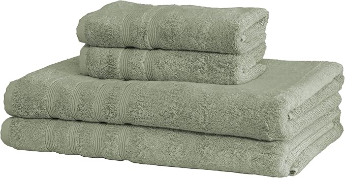 Mosobam Luxury Turkish 4pc XL Towel Set 35X70 16X30 Seagrass Green 700 GSM by Mosobam
