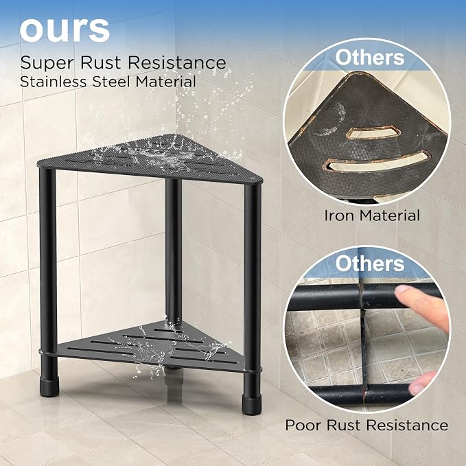 Stainless Steel Black Shower Stool - Image 5