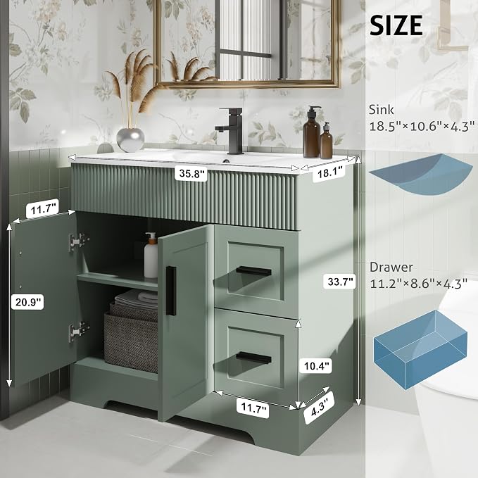 eclife 36" Bathroom Vanities Sink Combo - Image 2