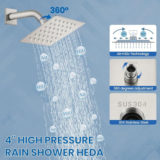 Airuida Shower Faucet Set Bathroom Rain Shower System SUS304 Stainless Steel - Image 7