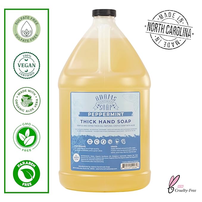 Adams Handmade Soap Thick Organic Castile Liquid Hand Soap 1 Gallon Refill - Image 2