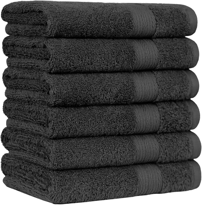 Amazon Basics 6 Piece Fade Resistant Hand Towel, 100% Cotton by AmazonBasics