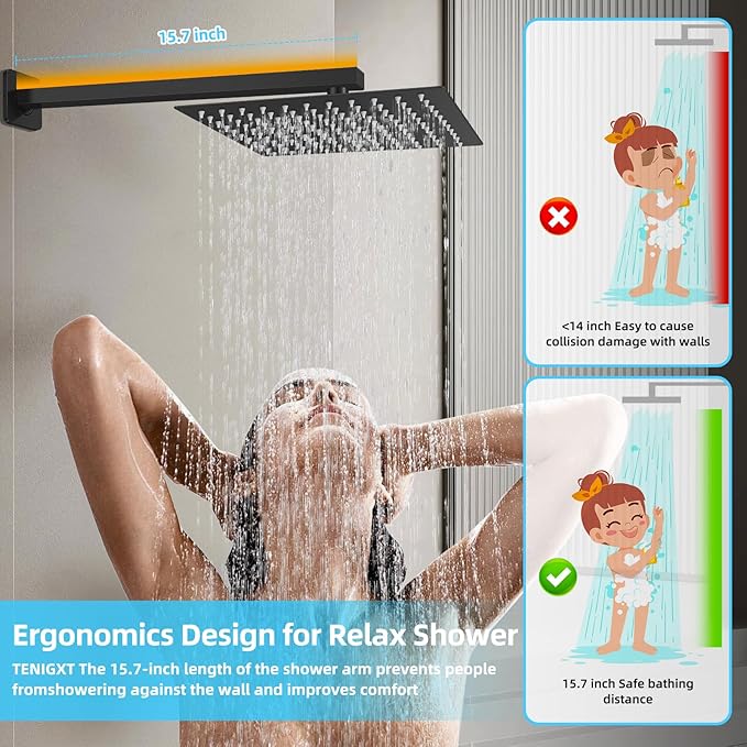Bathroom Shower Faucet Set，10 Inch Rain Shower Head - Image 5