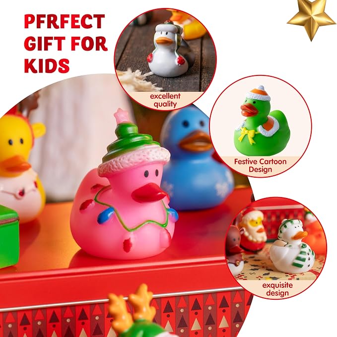 JOYIN 24 Pcs Christmas Ducks Bath Toys, Mini Ducky Baby Bathtub Shower Pool Toys - Image 2