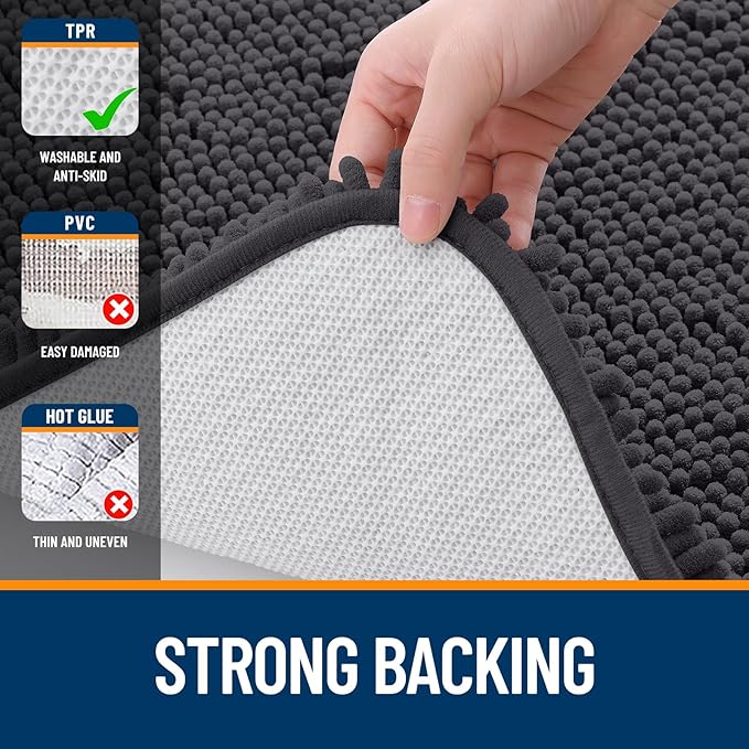 OLANLY Bathroom Rugs 45x27, Extra Soft Absorbent Chenille Bath Rugs, Rubber - Image 6