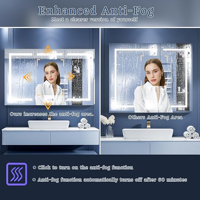 ExBrite LED Lighted Bathroom Medicine Cabinet - Image 5