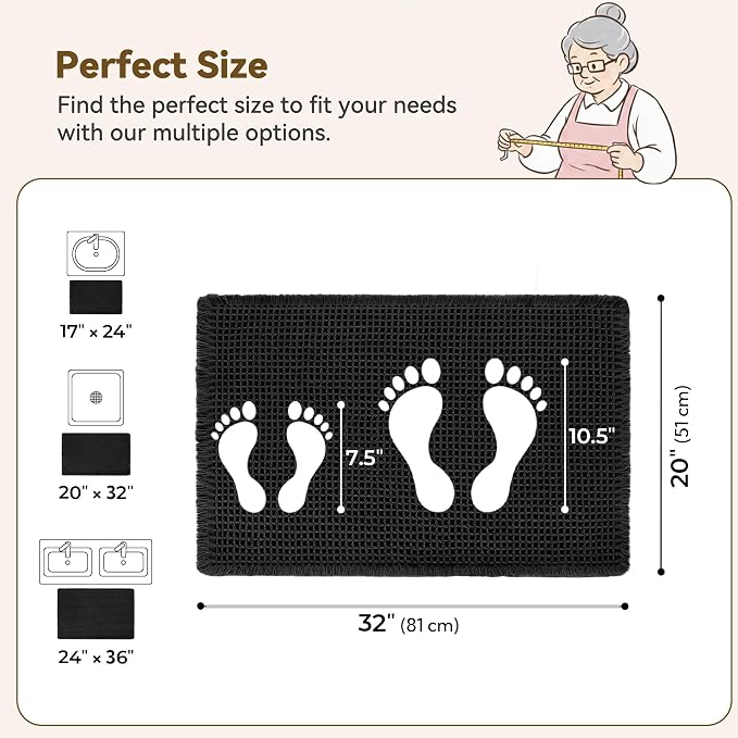 GRANNY SAYS Waffle Bath Mat 20" x 32", Boho Bathroom Rugs Non Slip Washable - Image 2