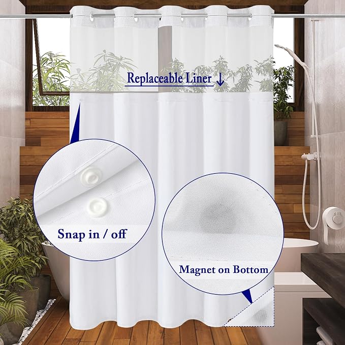 Gibelle No Hook Waffle Weave Shower Curtain - Image 3