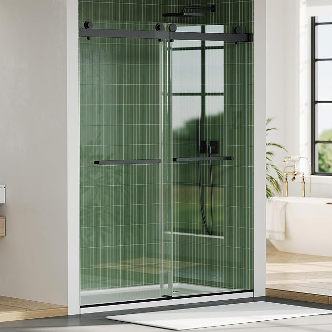 Stainless Steel Sliding Shower Door, 44-48" Adjustable Width x 74" Height by IDEALHOUSE