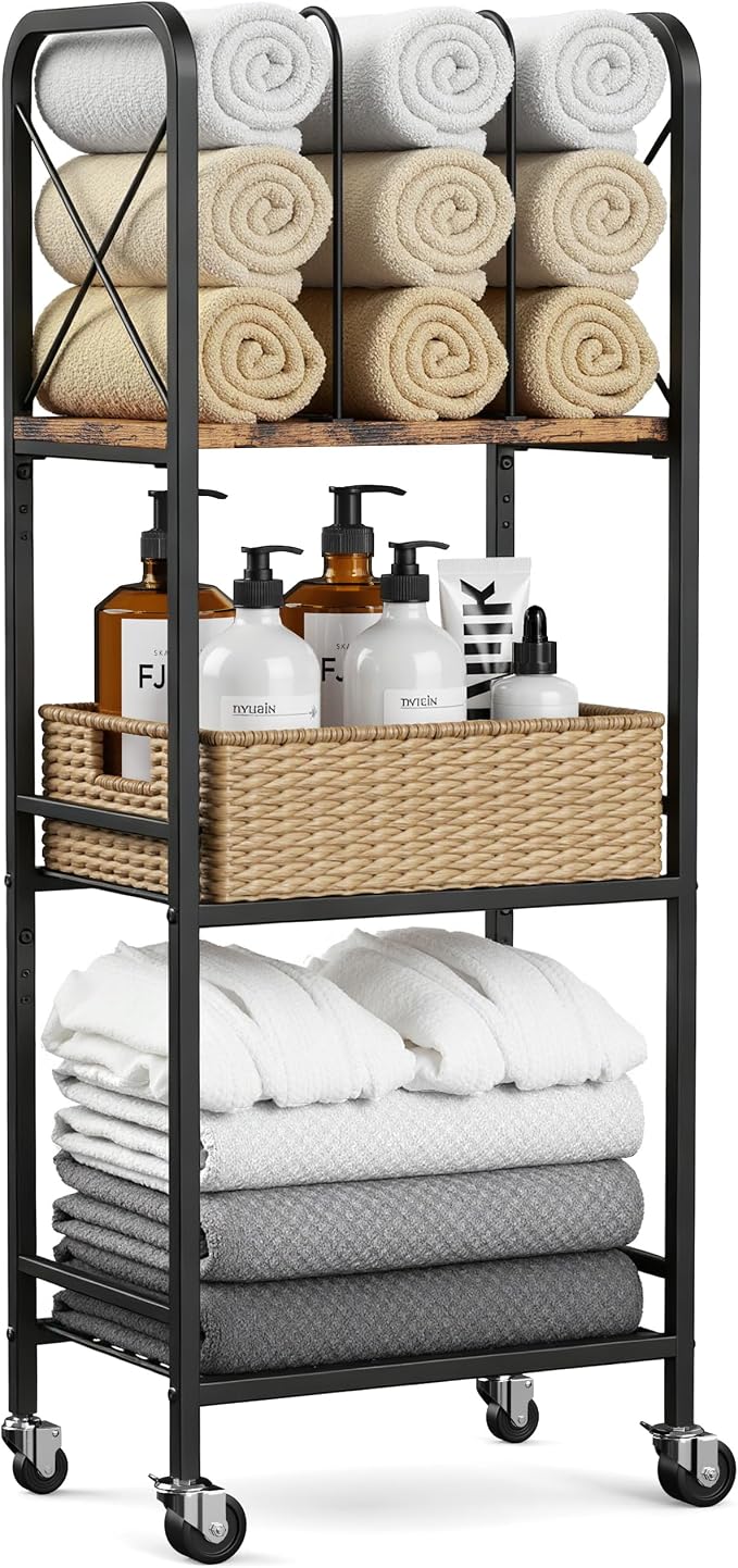 niffgaff 3-Tier Movable Towel Rack, Free-Standing Towel Holder by niffgaff