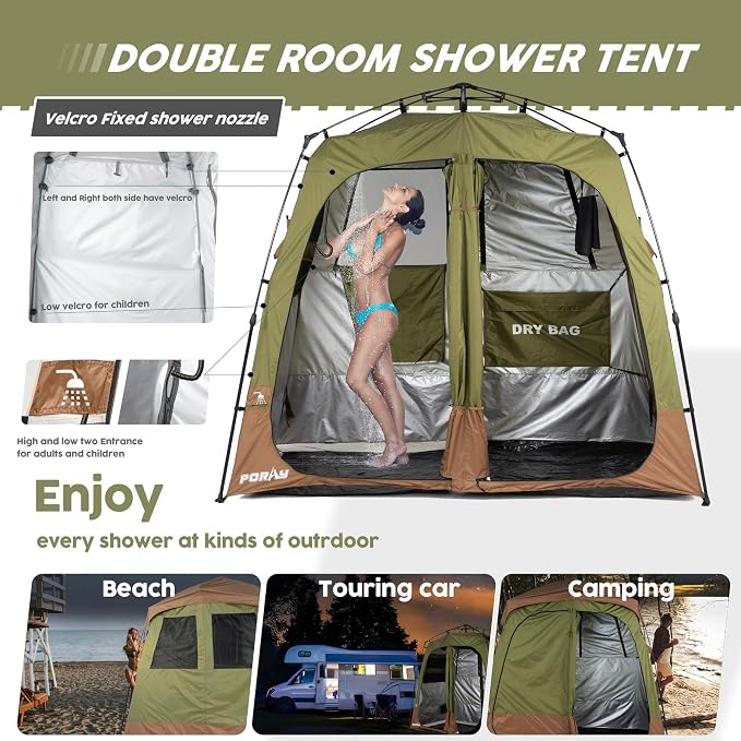 Camping Shower Tent Deluxe Changing Room Easy Set Up Privacy Shelter, Large - Image 2