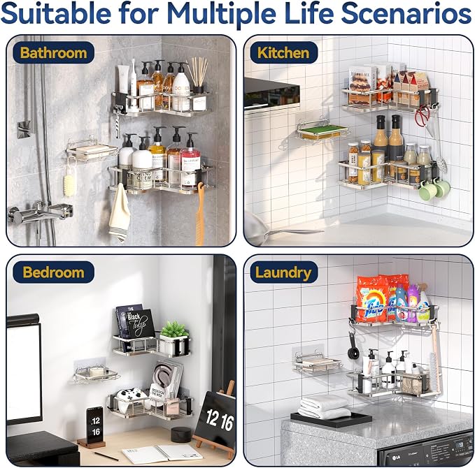 YASONIC Corner Shower Caddy Organizer, Large Capacity Shower Storage Rack - Image 9