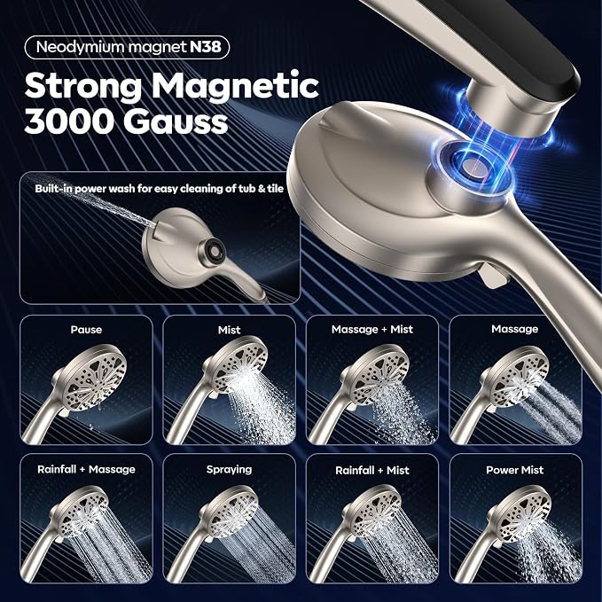Shower Head with filtered Handheld High Pressure daul Shower Heads with - Image 2