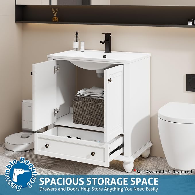 eclife 30" Bathroom Vanity Sink Combo Vintage Style - Image 4