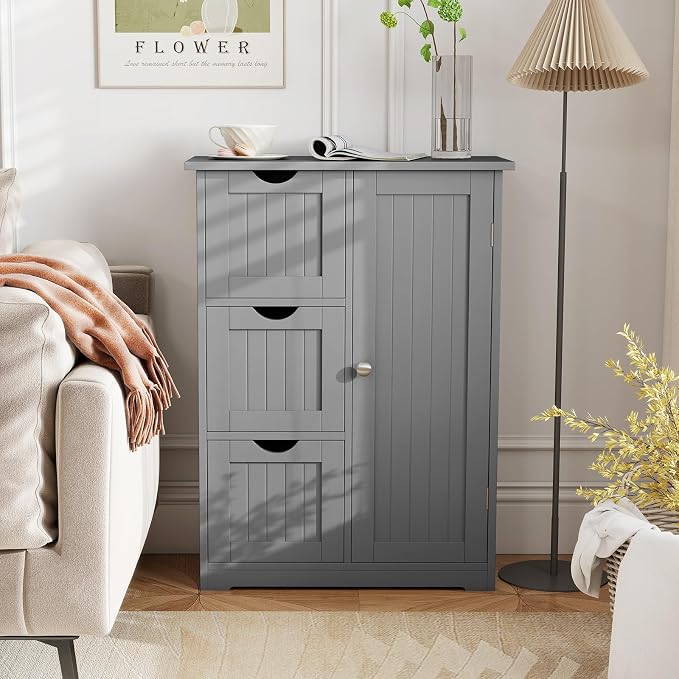 Tangkula Bathroom Floor Cabinet, Freestanding Storage Cabinet - Image 4