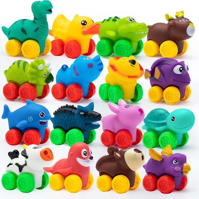 JOYIN Animal Cars, Soft Rubber Car Set Toy, Baby Mini Vehicles, Bath Toy Car by JOYIN