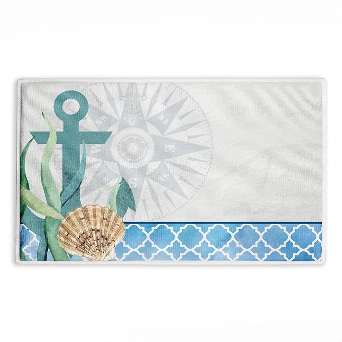 Stupell Industries Bayside Anchor & Compass Plush Bathroom Mat & Bath Rug by StupellIndustries