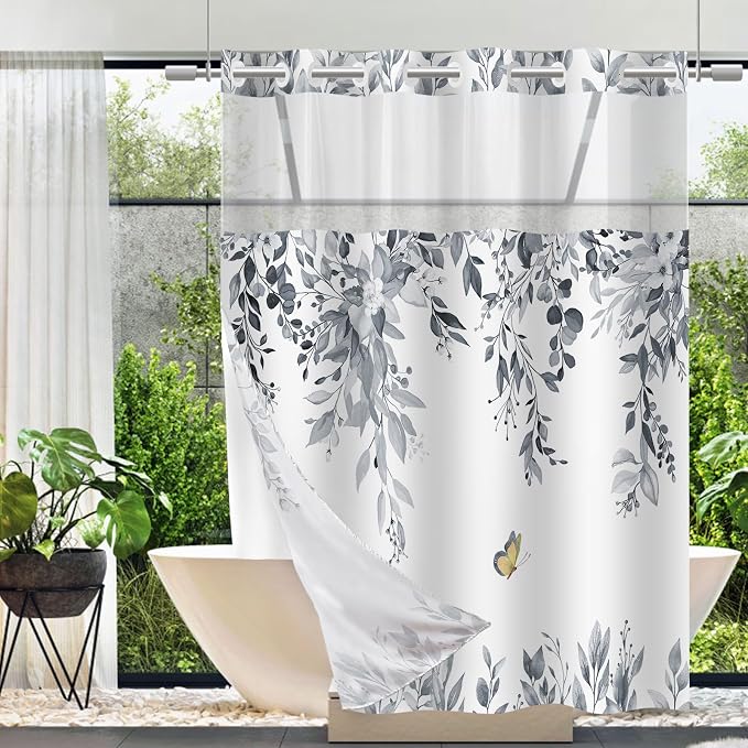 No Hook Shower Curtain and Liner Set, Bath Curtain Sets by TWLSNCD