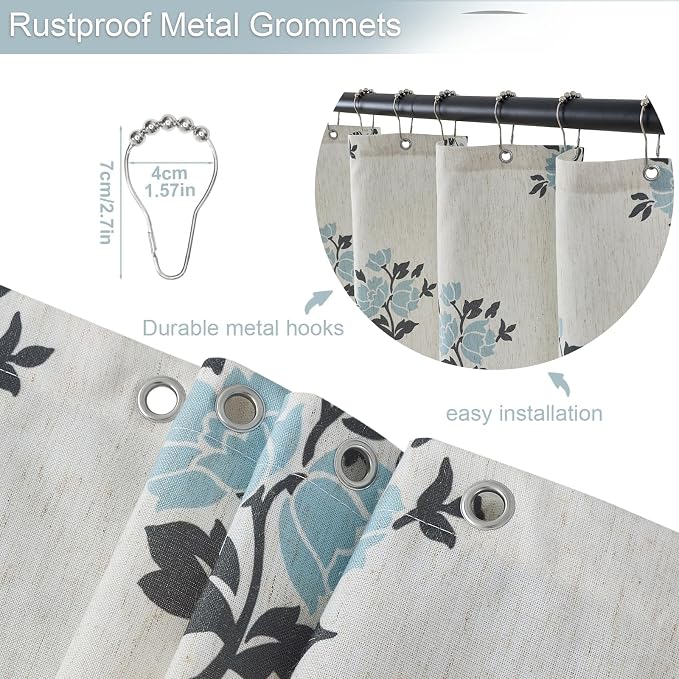ORTIGIA Linen Blue Shower Curtains - Image 4