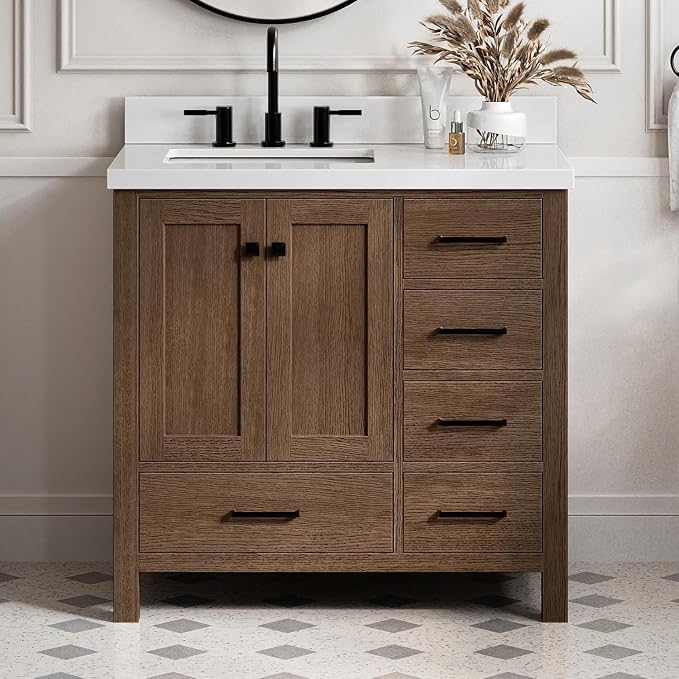 ARIEL Cambridge 37 Inch Single Rectangular Sink Bathroom Vanity by Ariel