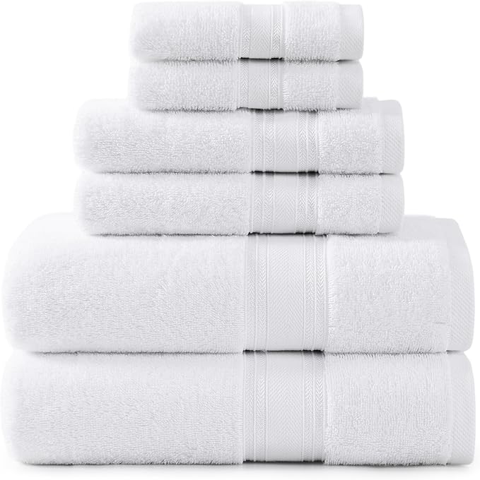 LANE LINEN Towel Set of 6 – 100% Mercerized Cotton, Zero Twist, 2 Large Bath by LaneLinen