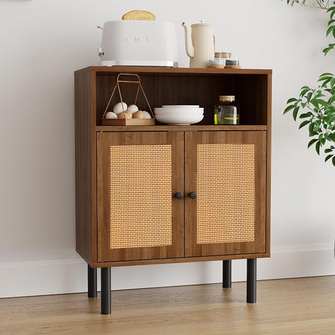 Rattan Storage Cabinet, Boho Accent Cabinet - Image 8