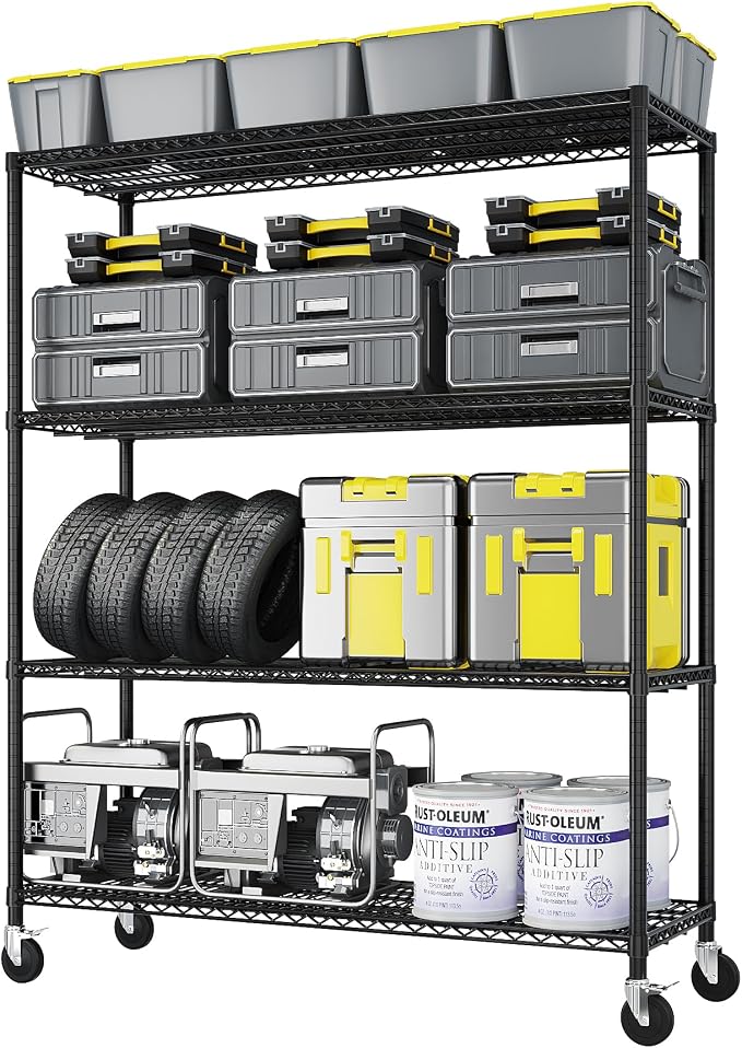 4 Tier Storage Racks Shelving, Heavy Steel Pantry Shelves, Adjustable Wire by Unknown