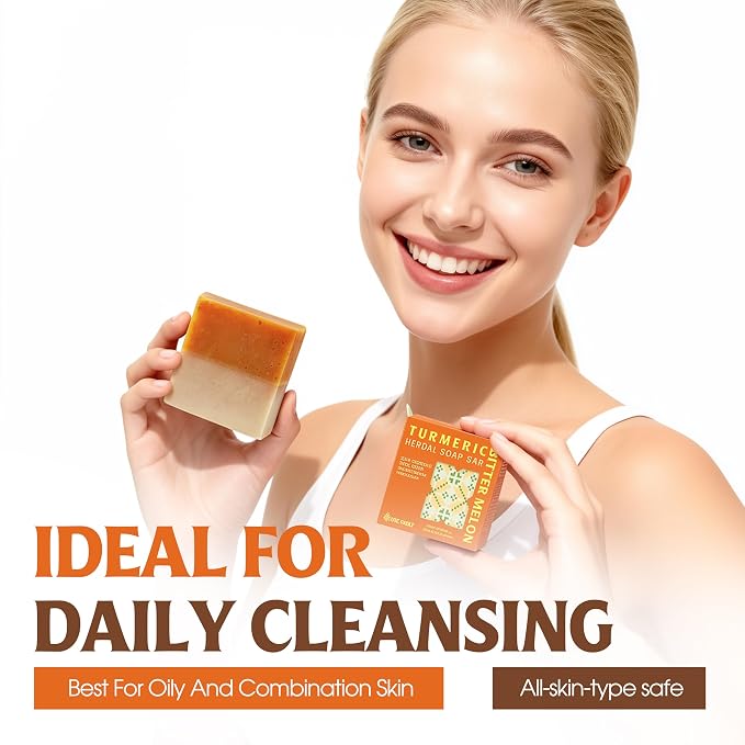 Turmeric & Bitter Melon Soap Bar – 2-in-1 Cleansing & Balancing, Cold Process - Image 4
