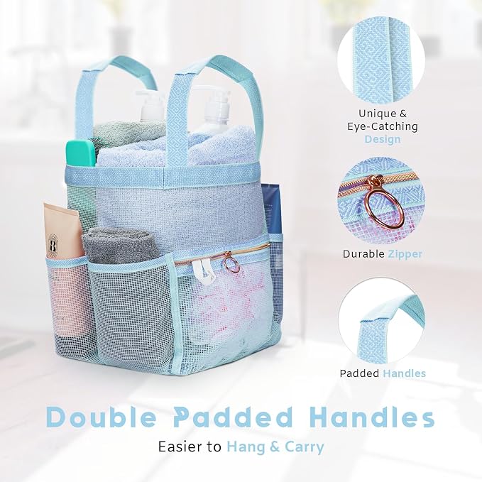 Mesh Shower Caddy Dorm, 7 Pockets & 1 - Image 5