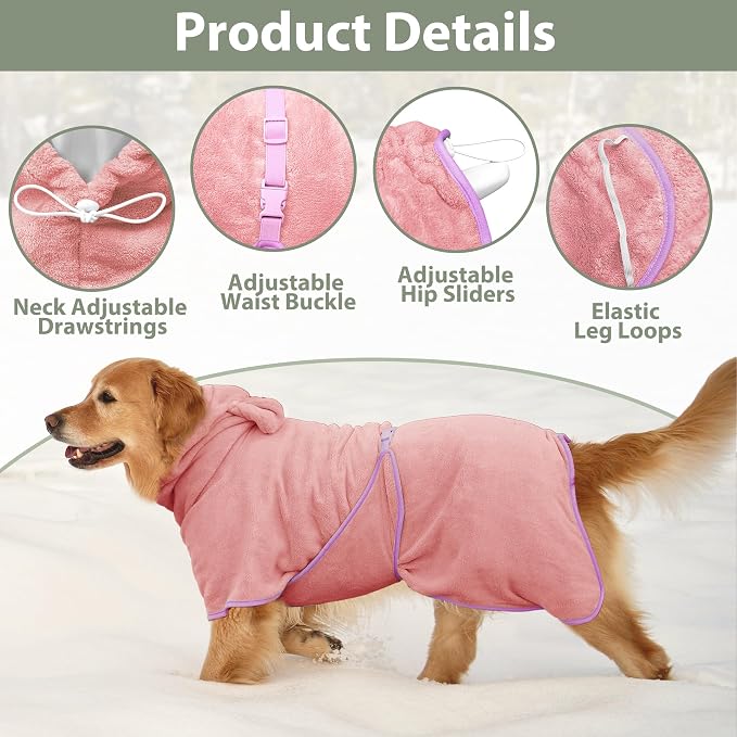 Dog Bathrobe Super Absorbent Towel Robe - Image 3