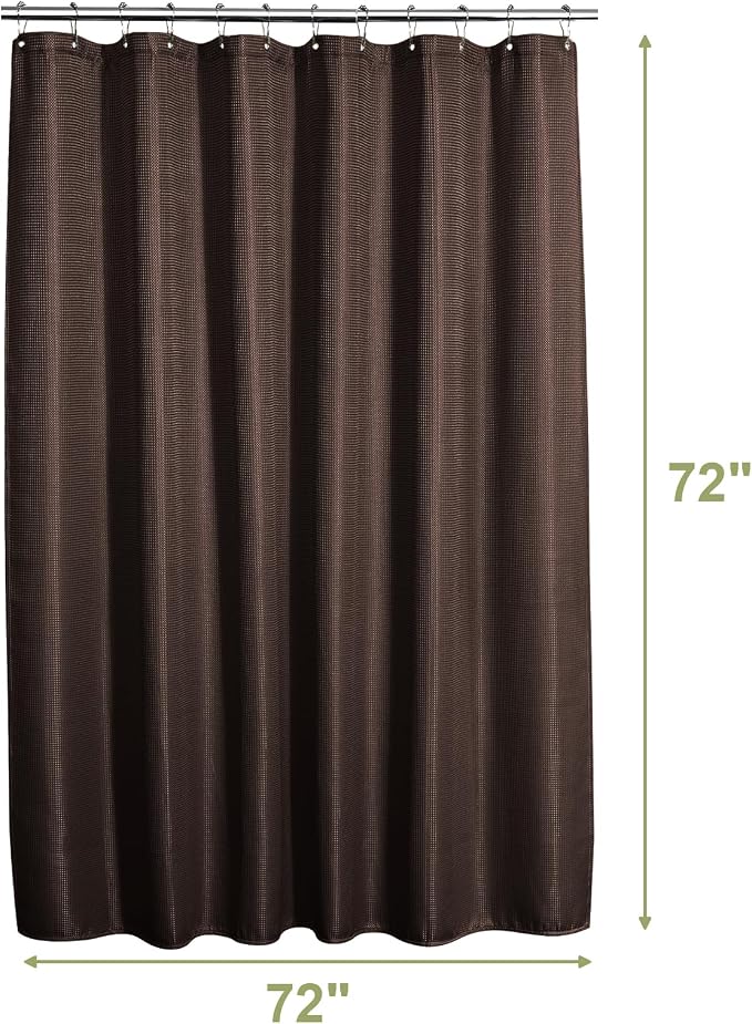 AmazerBath Brown Shower Curtain Waffle Textured, Fabric Shower Curtain Thick - Image 9