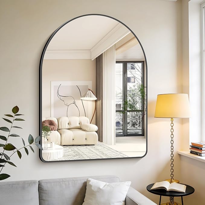 GLASHOM Arched Bathroom Mirror, Wall Mounted Mirror, Living Room, Vertically - Image 2