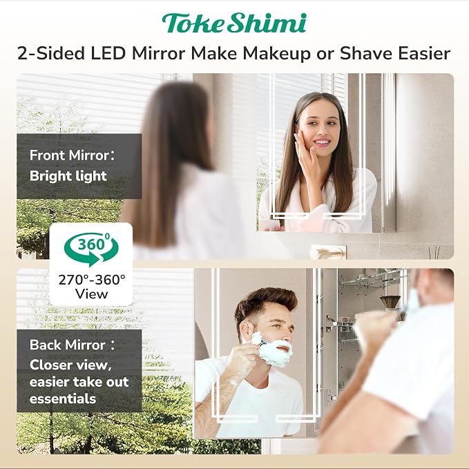 TokeShimi 30x32 Bathroom Mirror Medicine Cabinet - Image 4