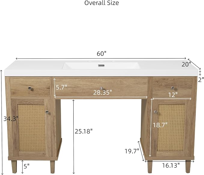60 Inch Single Bathroom Vanity - Image 2