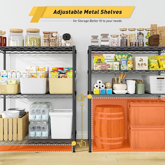 3 Tier Storage Shelves Metal Shelving Unit, Adjustable Wire Rack Pantry Kitchen - Image 4