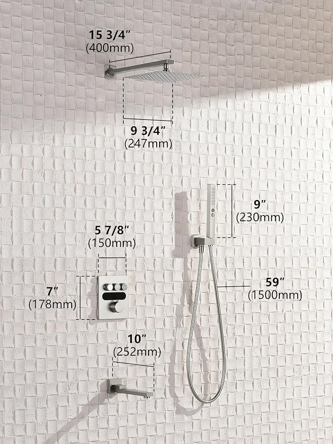 Lefton Shower System in Fahrenheit Display, 10” Overhead Shower Head - Image 8
